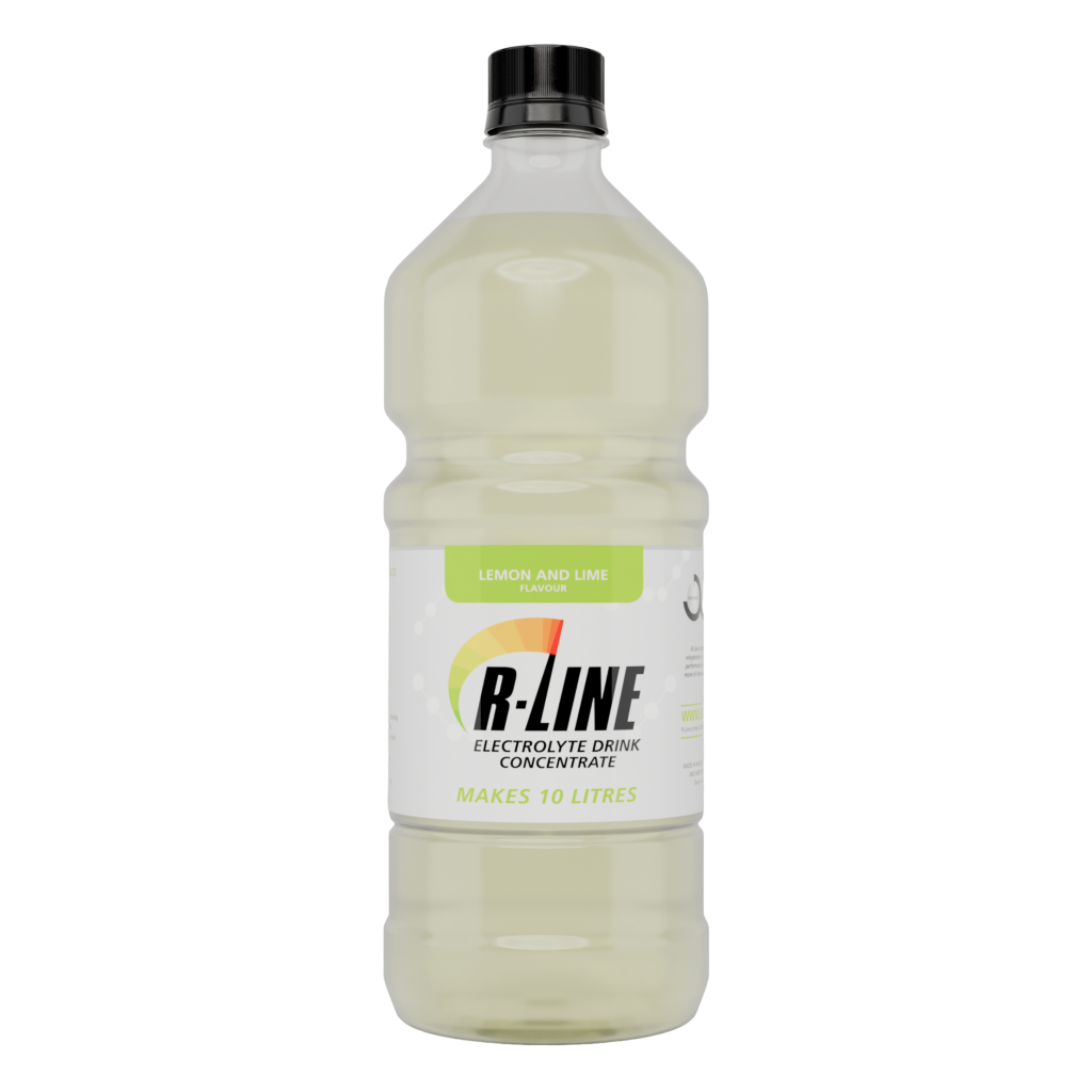 Bottle of B-LINE lemon and lime electrolyte drink concentrate, makes 10 litres