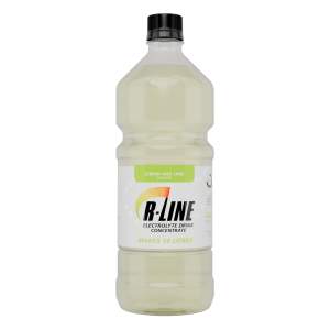 Bottle of B-LINE lemon and lime electrolyte drink concentrate, makes 10 litres