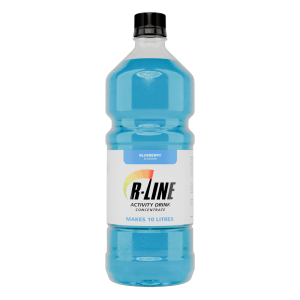 Blueberry-flavored R-Line activity drink concentrate bottle that makes 10 litres