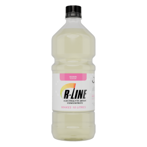 Bottle of B-Line electrolyte drink concentrate in guava flavor, labeled makes 10 litres.