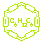 Bright lime-green chain links form a hexagonal loop against a black background, with numbers along the bottom edge.