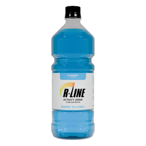 Blueberry-flavored R-Line activity drink concentrate bottle that makes 10 litres