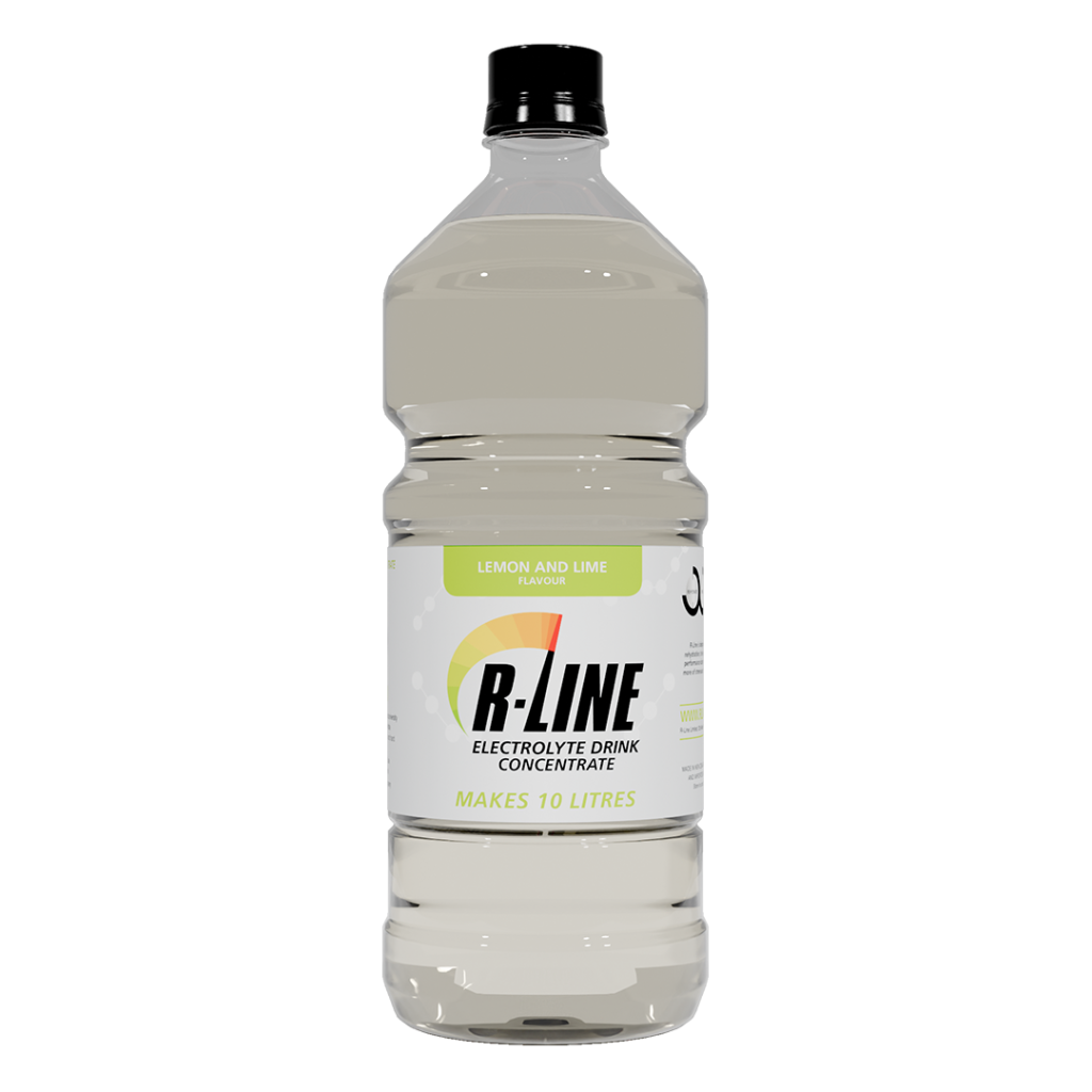 Bottle of B-LINE lemon and lime electrolyte drink concentrate, makes 10 litres